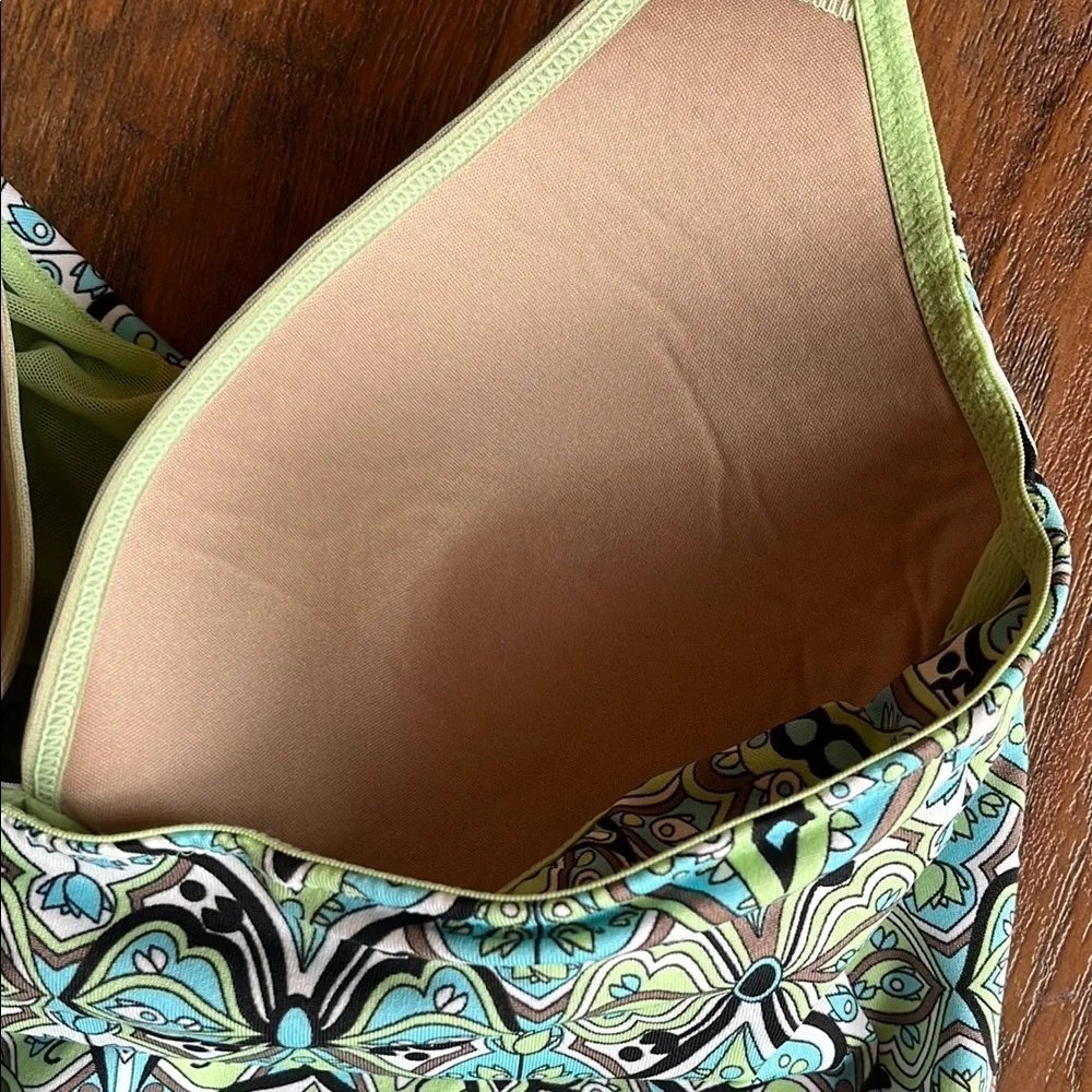 Athleta Geometric Swim Camisole in Blue and Green - Size 36C